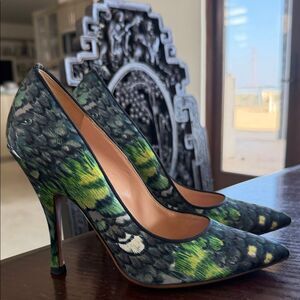 Chic Green Patterned Women's Heels